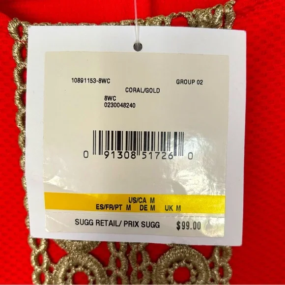 PAPPAGALLO Sleeveless Shift Dress with Gold Lace Trim--M - Picture 13 of 16